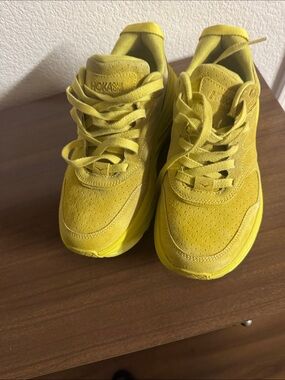 Hoka unisex women’s size 10 men’s size 9 Yellow Suede Athletic Sneakers